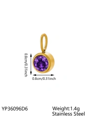 CARLIDANA Waterproof 12 Month Crystal Birthstone 14K Gold Plated Stainless Steel 8MM Birthstone Bezel Pendant DIY Charm