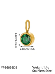 CARLIDANA Waterproof 12 Month Crystal Birthstone 14K Gold Plated Stainless Steel 8MM Birthstone Bezel Pendant DIY Charm