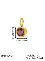 CARLIDANA Waterproof 12 Month Crystal Birthstone 14K Gold Plated Stainless Steel 8MM Birthstone Bezel Pendant DIY Charm