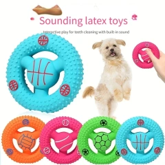 1pcs Football Basketball Design Pet Grinding Teeth Squeaky Plush Toy,Chewing Toy for Dog Interactive Supply