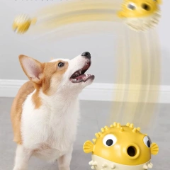 Bouncing fish dog toy leakage ball for relieving boredom, grinding teeth, bite resistance, sound ball, large and small dog pet s
