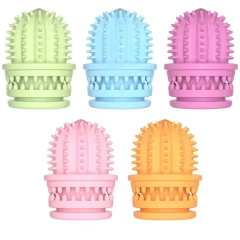 New Eco-Friendly Dog Chew Toy Durable Teeth Cleaning Cactus Shape Toothbrush Natural Rubber Food Grade Squeaky Christmas Gift