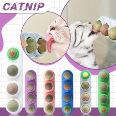 Natural Catnip Toys Silvervine Balls Teeth Cleaning Dental Wall Treats Extra Cat Energy Ball Edible Cat Lick Healthy Kitten Chew