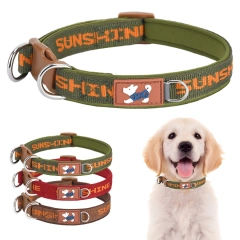 CP570--Pet dog adjustable collar,Two metal D-ring and durable buckle,Colorful prints,Suitable for large, medium, and small dogs.