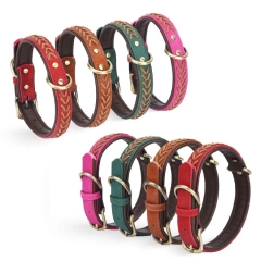 New Arrival Pet Collars Luxury Personalized Braided Designer Colorful Adjustable Leather Dog Collar Wholesale