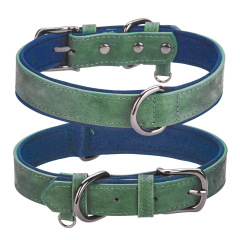 PU Leather Anti-Lost Engraved Dog Collar Breathable Diving Cloth Lined Medium Large Dogs Tactical Style Ribbon Training