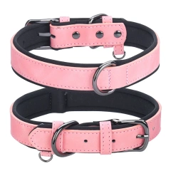 PU Leather Anti-Lost Engraved Dog Collar Breathable Diving Cloth Lined Medium Large Dogs Tactical Style Ribbon Training