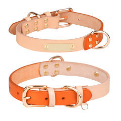 Berry Personalized Adjustable Hot Sales Durable Color Blocking Strong Genuine Leather Pet Dog Collar