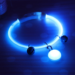 Solid Pattern Rechargeable Dog Collar with Nighttime Glowing Feature Ribbons Decoration Pet Walk Lamp Dropshipping Supported