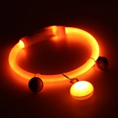 Solid Pattern Rechargeable Dog Collar with Nighttime Glowing Feature Ribbons Decoration Pet Walk Lamp Dropshipping Supported