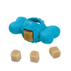 Soft Puppy Teething Toy Tpr Food Treat Bone Toy Food Leakage Chewing Bone Interactive Biting Toys for Healthy Teeth and Gums
