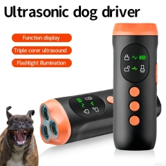 New Dog Repeller with LED Display Anti Barking Training Device 3 Head Ultrasound Flashlight High Power Dog Training Device