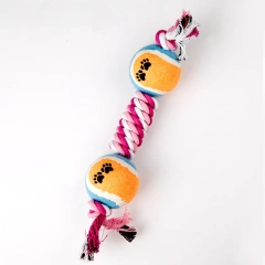 32cm Dog Chew Toy Pet Dog Training Toys Double Ball Cotton Rope Toy Bite Resistance Pet Teeth Clean Training Tools