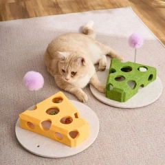 Felt Cat Puzzle Toy Hollow Interactive Cat Claw Grinding Toys Scratch Resistant with Ball Teasing Cat Box For Cats Kitten