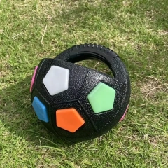 High Quality Animal Dog Toys Soccer Ball Durable Teeth Grinding & Training Interactive Squeaky Pet Football with Handle TPR