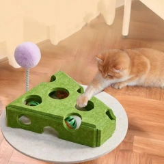 Felt Cat Puzzle Toy Hollow Interactive Cat Claw Grinding Toys Scratch Resistant with Ball Teasing Cat Box For Cats Kitten