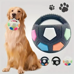 High Quality Animal Dog Toys Soccer Ball Durable Teeth Grinding & Training Interactive Squeaky Pet Football with Handle TPR