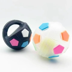 High Quality Animal Dog Toys Soccer Ball Durable Teeth Grinding & Training Interactive Squeaky Pet Football with Handle TPR