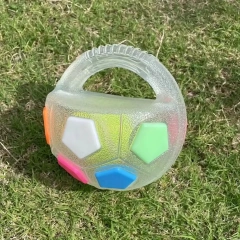 High Quality Animal Dog Toys Soccer Ball Durable Teeth Grinding & Training Interactive Squeaky Pet Football with Handle TPR