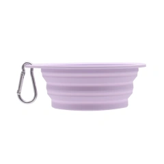 Collapsible Pet Silicone Dog Food Water Bowl Macaron Color Outdoor Travel Portable Folding Supplies Dishes with Carabiner