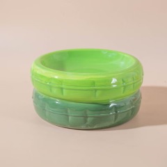 Ceramic Cat Bowl, Shallow Whisker Fatigue Free Dish with Unique Tire Design for Wet or Dry Food