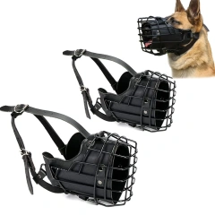 Tactical Mouth Cage German Wrangler Working Dog Training Big Dog Anti Bite Impact Practical Stainless Steel Cowhide Mouth Cover
