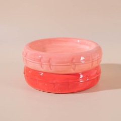 Ceramic Cat Bowl, Shallow Whisker Fatigue Free Dish with Unique Tire Design for Wet or Dry Food