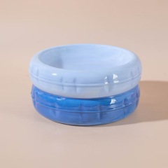 Ceramic Cat Bowl, Shallow Whisker Fatigue Free Dish with Unique Tire Design for Wet or Dry Food
