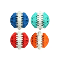 Custom Indestructible Tooth Cleaning Pet Chewer Snack Clipped-In Dog Toy Revolving Design Spiky Rubber Chew Ball