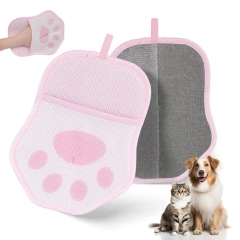 New Two-way Pet Hair Removal Gloves Washable Anti-slip Static Dust Brush Reusable Mesh Cloth Pet Grooming Gloves Home