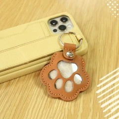 Leather Memorial Pet Hair Storage Bag Cat Paw Keychain Handmade Homemade Pet Memorial Keychain