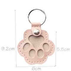 Leather Memorial Pet Hair Storage Bag Cat Paw Keychain Handmade Homemade Pet Memorial Keychain