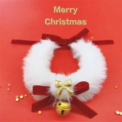 Cute Warm Pet Dog Necklace Cat Christmas Bow Necklace Collar Dog Bib Woven Cat Bell New Year Pet Neck Jewelry Pet Accessories