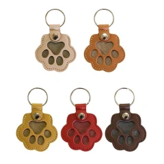 Leather Memorial Pet Hair Storage Bag Cat Paw Keychain Handmade Homemade Pet Memorial Keychain