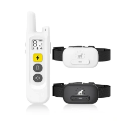 Remote Dog Training Collar System Pet Anti Barking Device Portable 2 in 1 Wireless Electric Dog Fence with Waterproof Charger