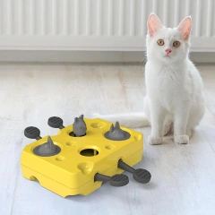 Cat Puzzle Feeder Toy - Durable Plastic Slow Feeder & Foraging Game with Mental Stimulation Enrichment Activity for Indoor Cats