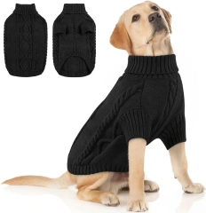Dog Sweater Warm Knit High Neck, Cozy Winter Pet Clothes for Large Medium Small Dogs, Multiple Colors & Sizes