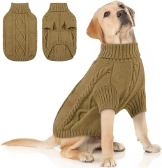 Dog Sweater Warm Knit High Neck, Cozy Winter Pet Clothes for Large Medium Small Dogs, Multiple Colors & Sizes