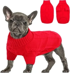 Dog Sweater Warm Knit High Neck, Cozy Winter Pet Clothes for Large Medium Small Dogs, Multiple Colors & Sizes