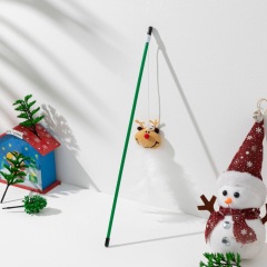 Christmas Series Plastic Pole Plush Doll Toy Cat Teaser Elk Snowman Cat Interactive Toy