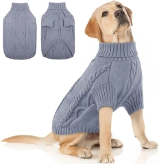 Dog Sweater Warm Knit High Neck, Cozy Winter Pet Clothes for Large Medium Small Dogs, Multiple Colors & Sizes