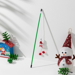 Christmas Series Plastic Pole Plush Doll Toy Cat Teaser Elk Snowman Cat Interactive Toy