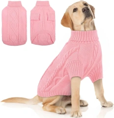 Dog Sweater Warm Knit High Neck, Cozy Winter Pet Clothes for Large Medium Small Dogs, Multiple Colors & Sizes