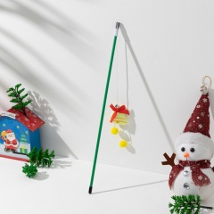 Christmas Series Plastic Pole Plush Doll Toy Cat Teaser Elk Snowman Cat Interactive Toy