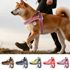 Fashion Printed Saddle Dog Harness, Cute Adjustable Pet Vest with Handle, Multiple Colors & Patterns for Small Medium Large Bree