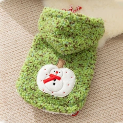 Christmas Dog Clothes Autumn and Winter Warm Pet Clothing Snowman Pattern Lambswool Pull-on Cotton Puppy Vest