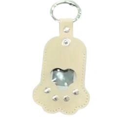 Japanese Style Paw Shaped Pet Memorial Keychain PU Leather Pendant for Storing Cat Dog Fur Pet Hair Keepsake Locket Accessories
