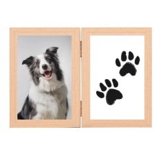 Wood Dog Picture Frame Paw Print Kit Pet Memorial Gift for Dog Lovers