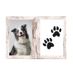 White Wood Dog Picture Frame Paw Print Kit Pet Memorial Gift for Dog Lovers