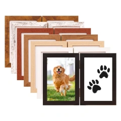 White Wood Dog Picture Frame Paw Print Kit Pet Memorial Gift for Dog Lovers